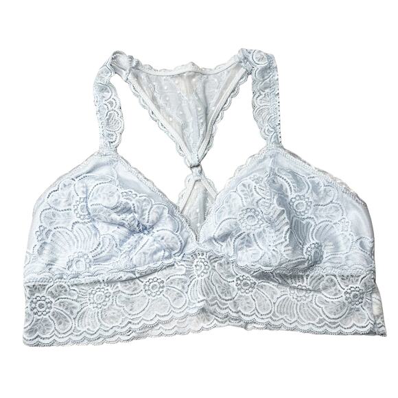 Aerie American Eagle Blue Lace T-Strap V-Neck Plunge Bralette Size Medium - Picture 1 of 5